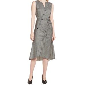 Plaid Button-Down Sleeveless Dress